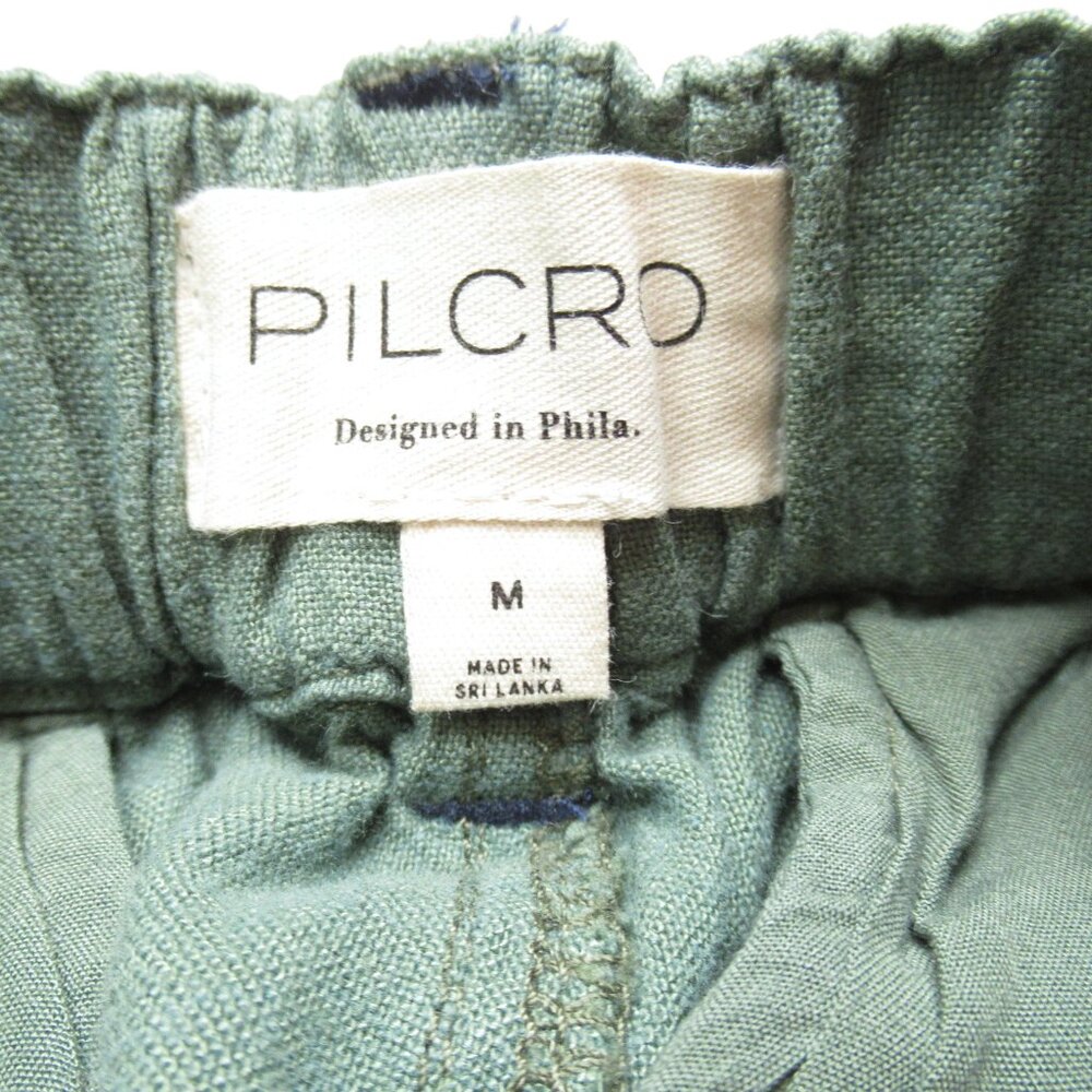 Anthropologie Pilcro Slim Linen Beach Cargo Pants Green M - Picture 10 of 11